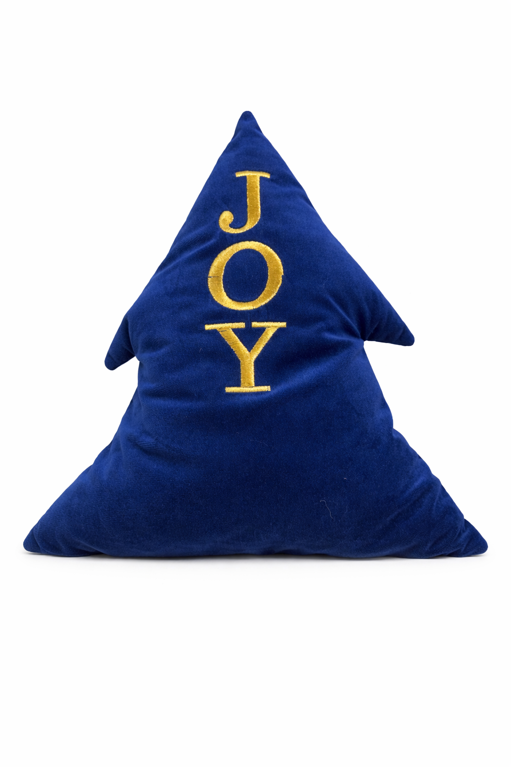 Cuscino Blu Velluto Albero Natale Ricamato Oro Joy