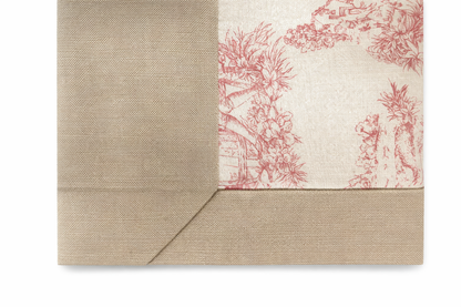 Tovaglia Toile De Jouy Rosa e Beige