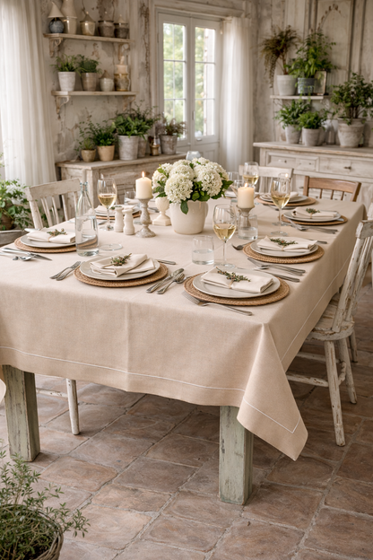 Tovaglia Antimacchia Beige e Bianco