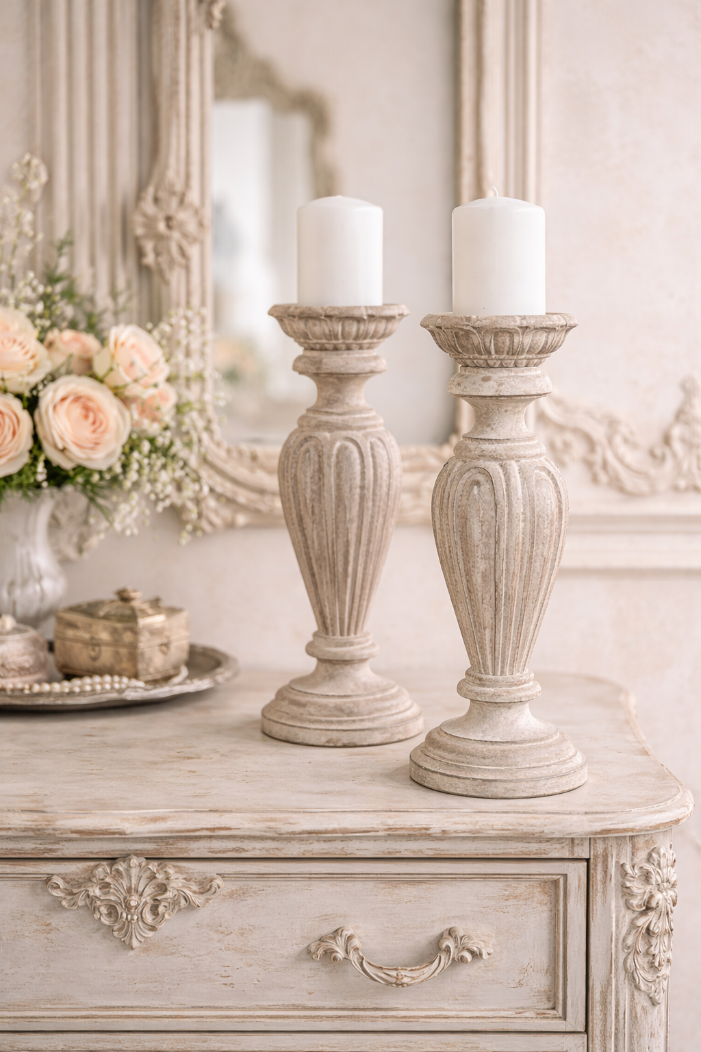 Candelabro Con Piatto Intarsiato