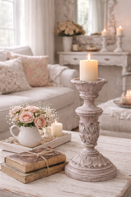 Candelabro Con Decoro Foglie
