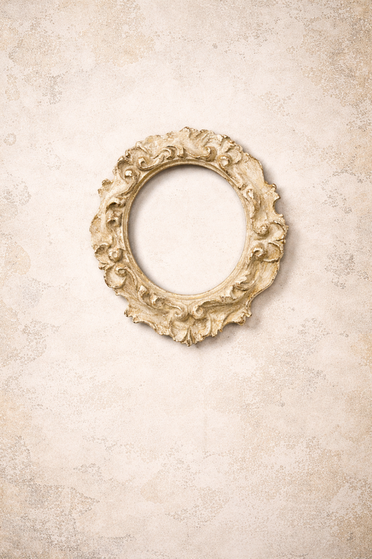 Cornice Rotondo Con Decori Lavorati Avorio Patina Antica