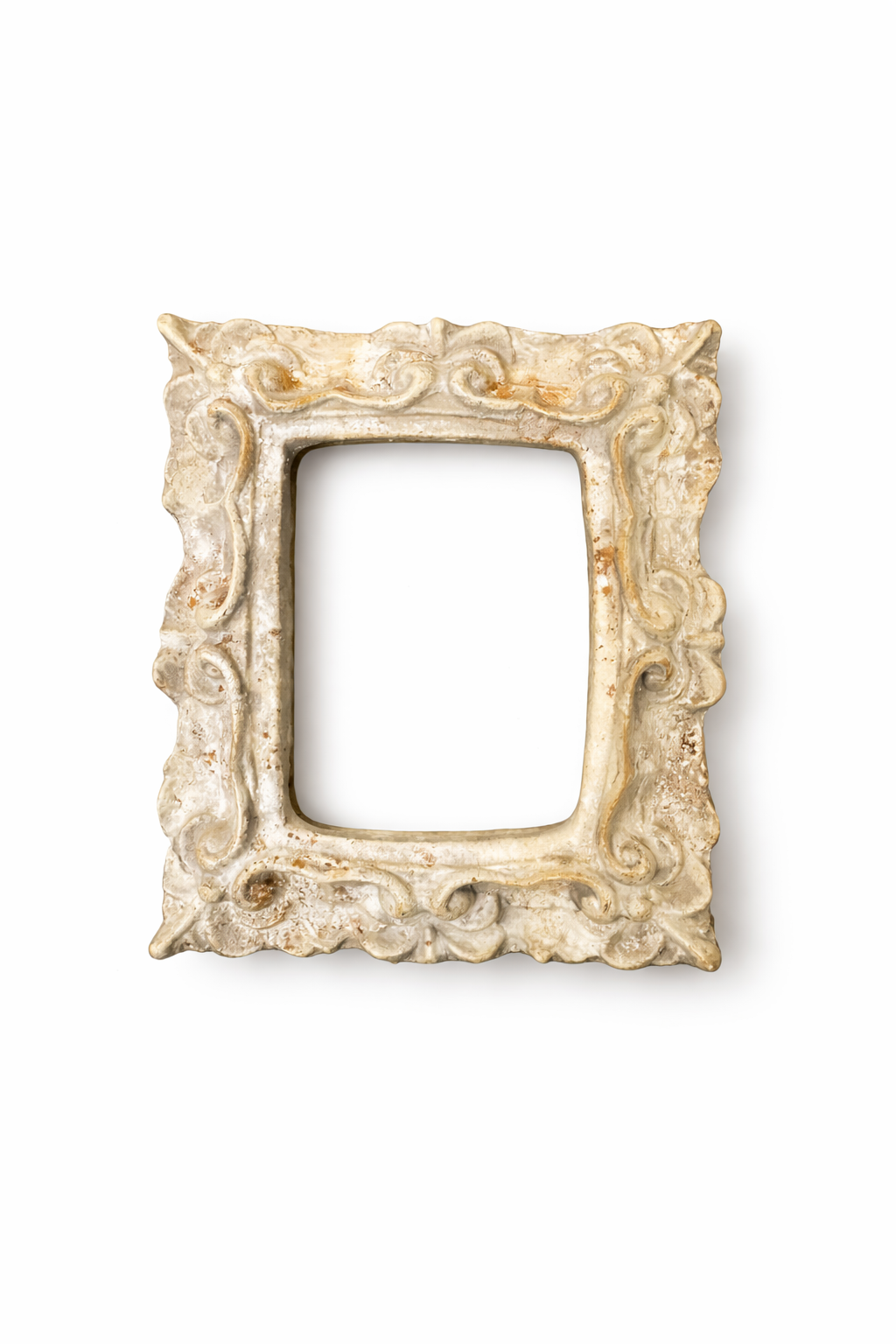 Cornice Rettangolare Con Decori Avorio Patina Antica
