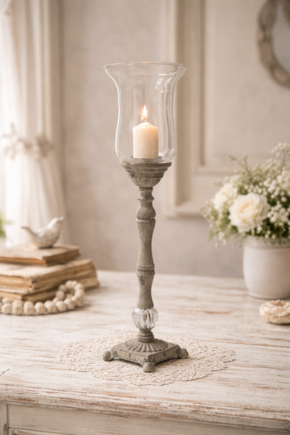 Candelabro In Ferro E Vetro