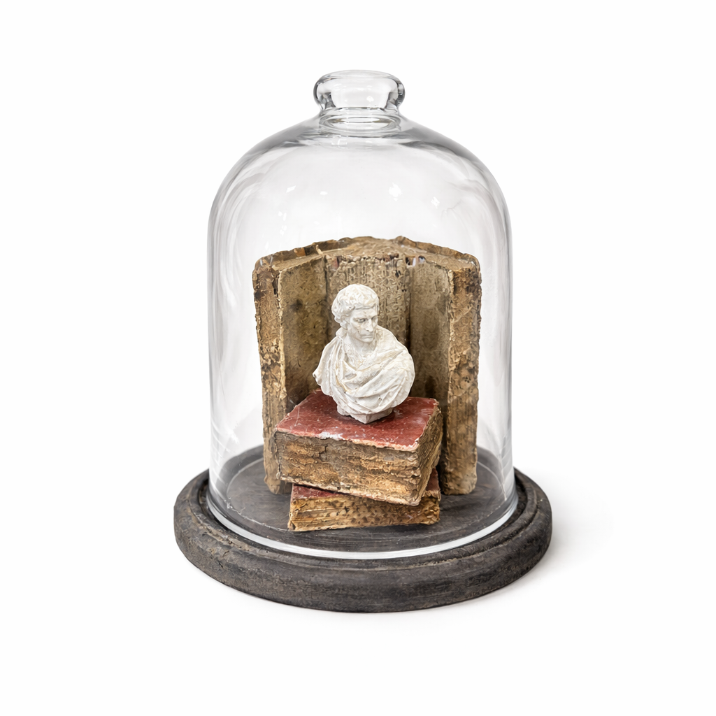 Cloche Con Libro e Busto In Gesso