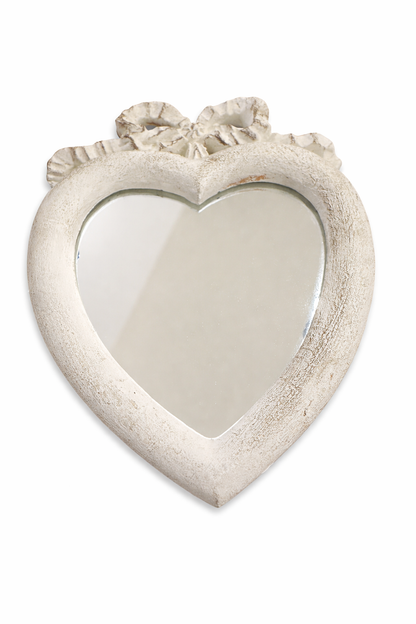 Cornice Con Specchio A Cuore Nodo D'Amore Bianca