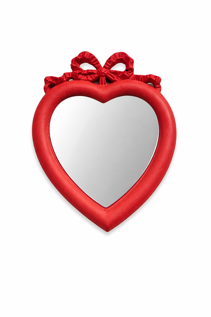 Cornice Con Specchio A Cuore Nodo D'Amore Rossa