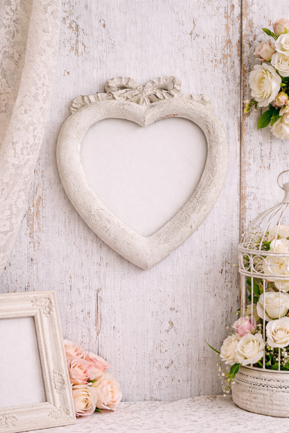 Cornice A Cuore Nodo D'Amore Bianca