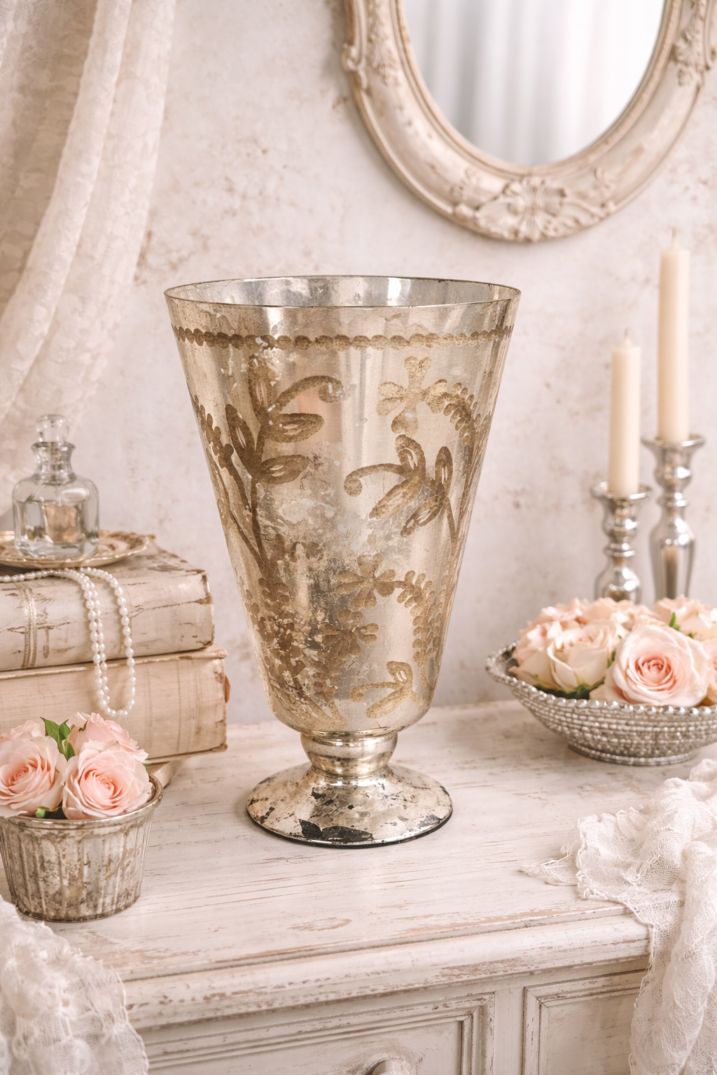 Vaso Argento Anticato Decorato