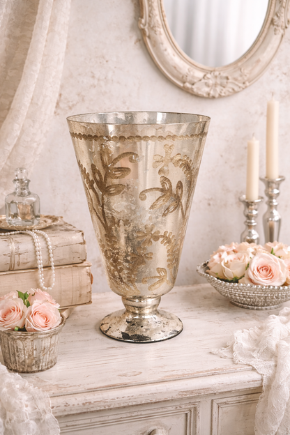 Vaso Argento Anticato Decorato