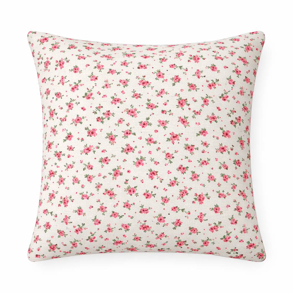 Cuscino Fiori Avorio E Rosa