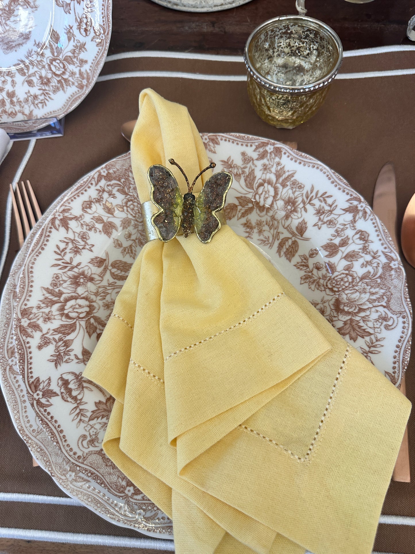 Tovagliolo Giallo Chiaro Con Orlo A Giorno