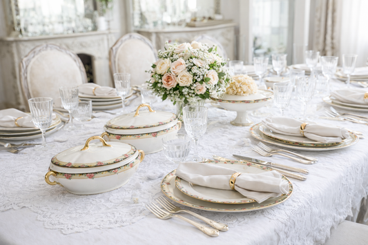 Servizio Piatti Antico Limoges Con Decori Floreali