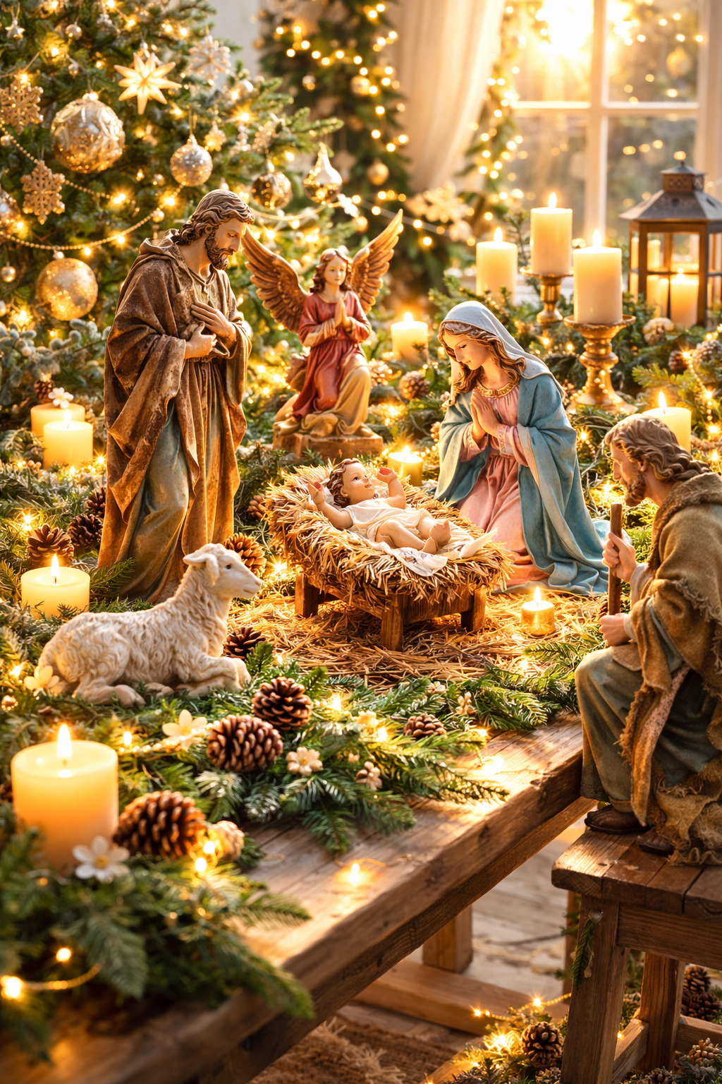 Set Presepe Anticato 9 Pezzi