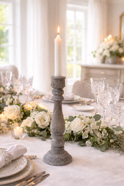 Candelabro Legno Grigio Anticato