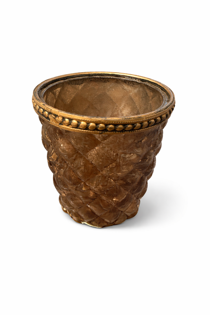 Bicchiere Porta Tealight Champagne Decorato