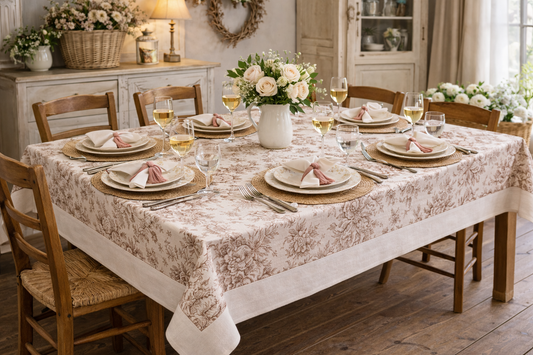 Tovaglia Toile De Jouy Beige e Marrone