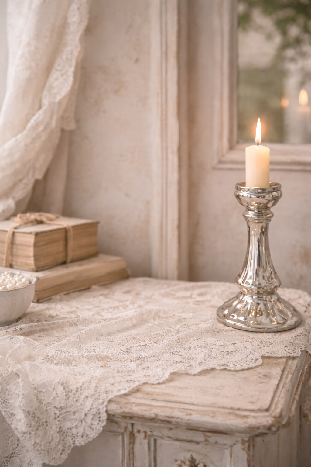 Candelabro Argento Con Scalantura