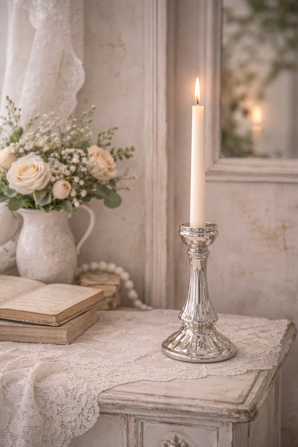 Candelabro Argento Con Scalantura