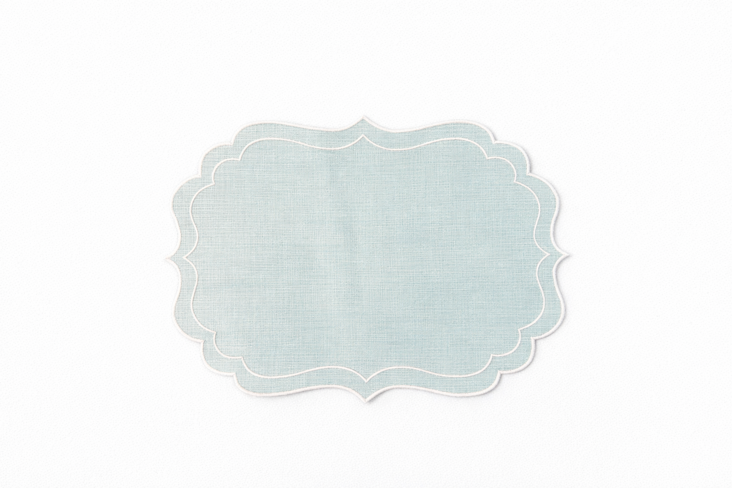 Tovaglietta Lino Ricamata Azzurra/ Bianco