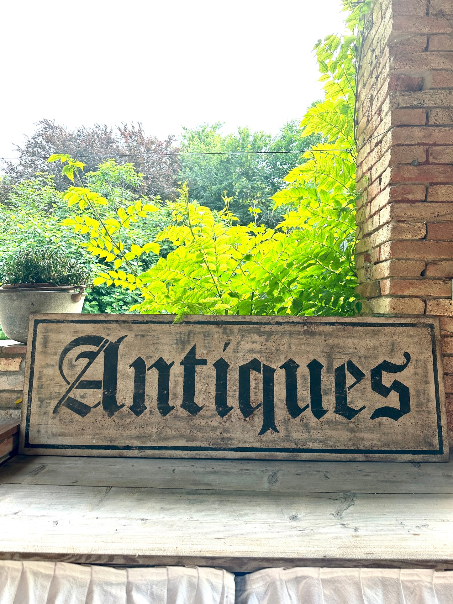 Insegna Scritta "ANTIQUES" Patina Antica