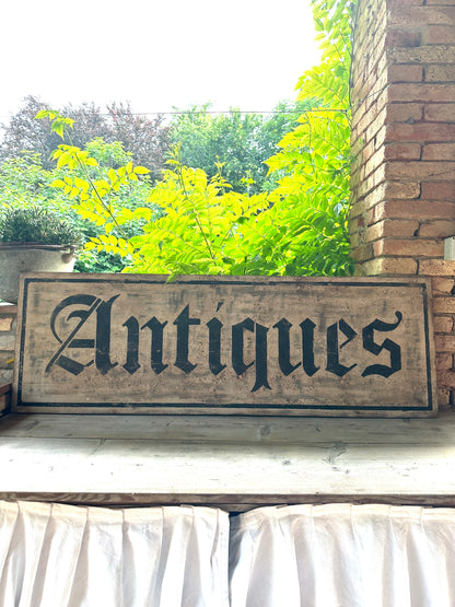 Insegna Scritta "ANTIQUES" Patina Antica