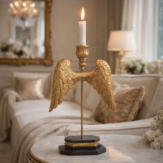 Candelabro Con Ali E Piedistallo