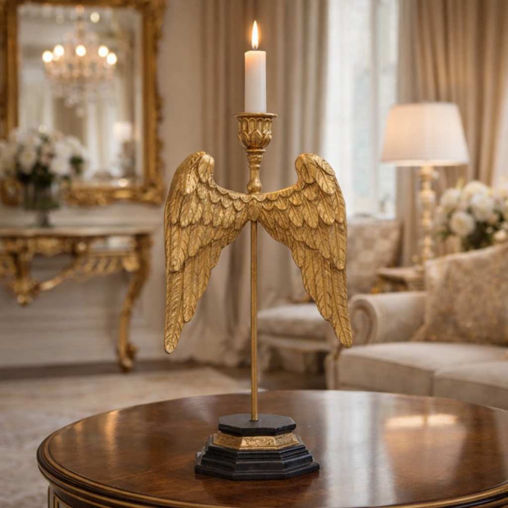 Candelabro Con Ali E Piedistallo