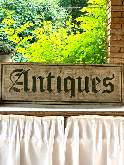 Insegna Scritta "ANTIQUES" Patina Antica