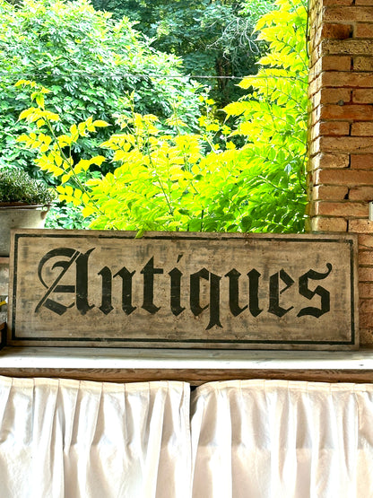 Insegna Scritta "ANTIQUES" Patina Antica