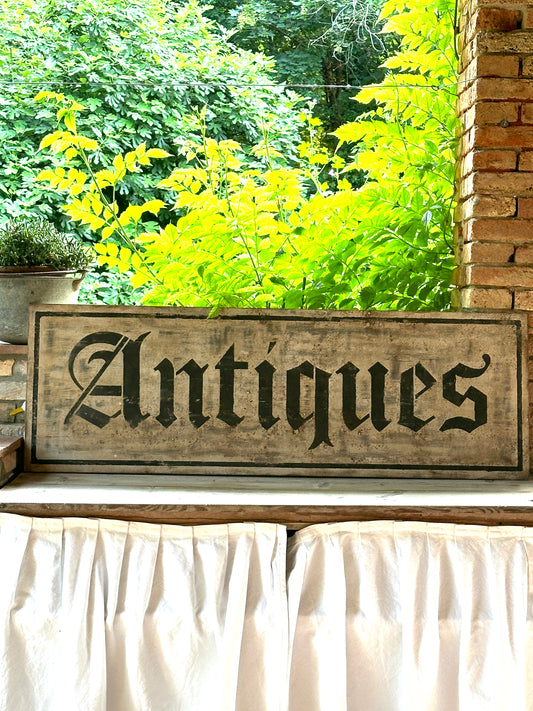 Insegna Scritta "ANTIQUES" Patina Antica