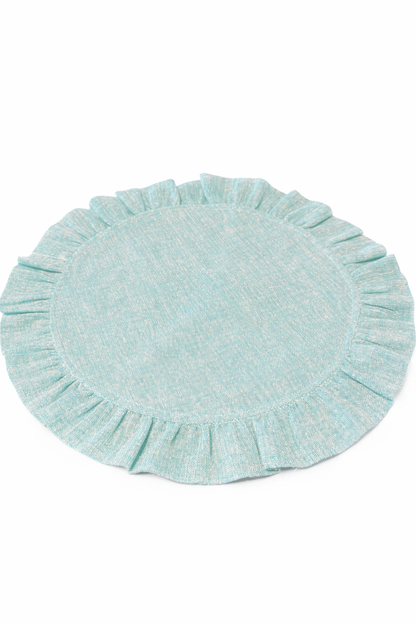 Tovaglietta Rotonda Con Rouches Azzurra