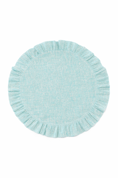 Tovaglietta Rotonda Con Rouches Azzurra