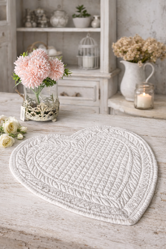 Centrino Boutis A Cuore Bianco