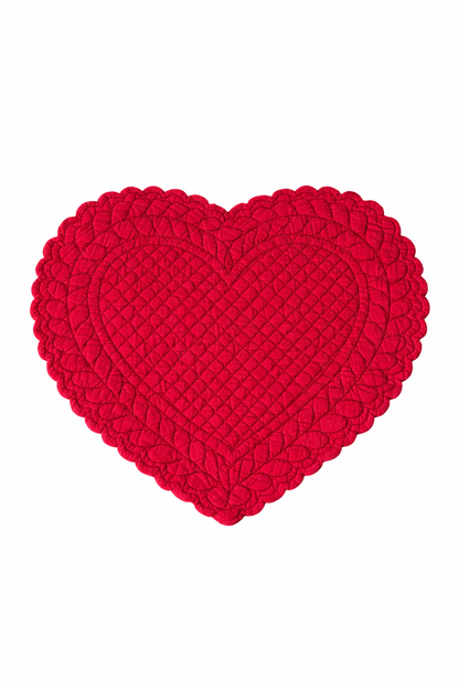 Tovaglietta Americana A Cuore In Boutis Rossa