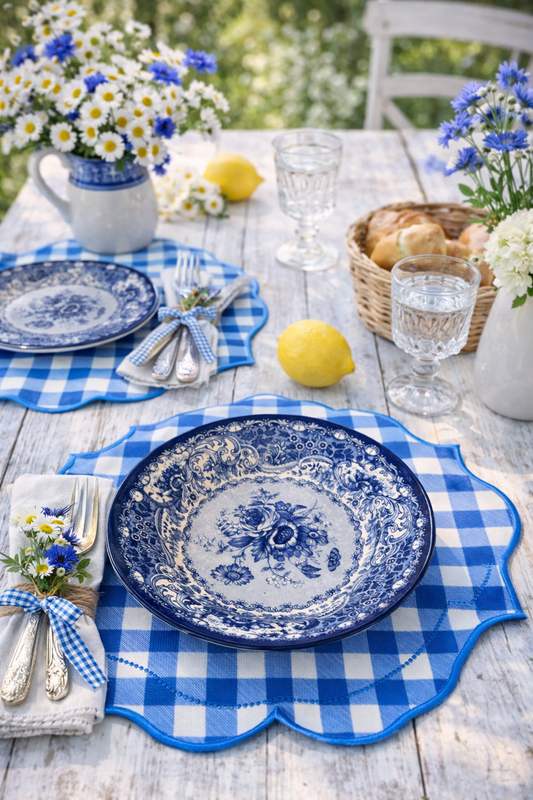 Piatti Old England Blu Con Decorazione Floreale
