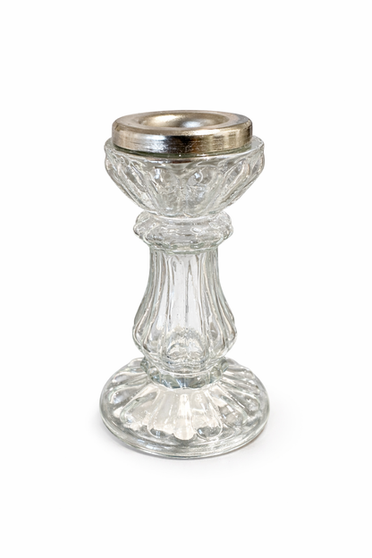 Portacandela Decorato Vetro Trasparente