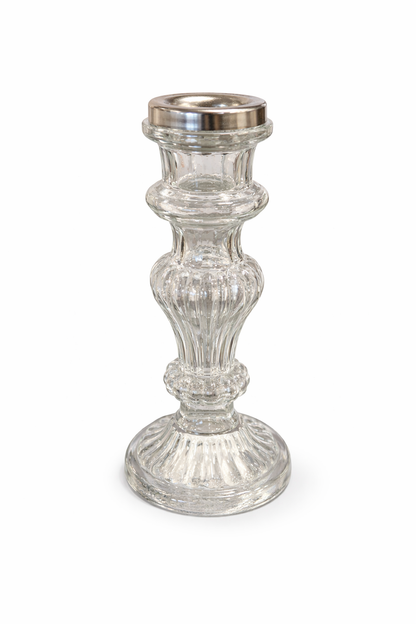 Portacandela Decorato Vetro Trasparente