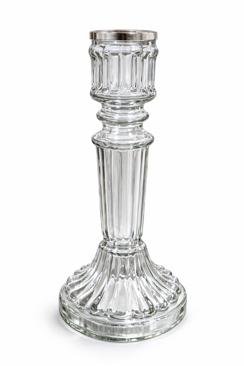 Portacandela Decorato Vetro Trasparente