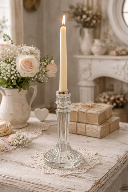 Portacandela Decorato Vetro Trasparente