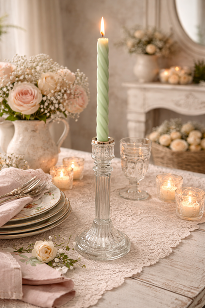 Portacandela Decorato Vetro Trasparente