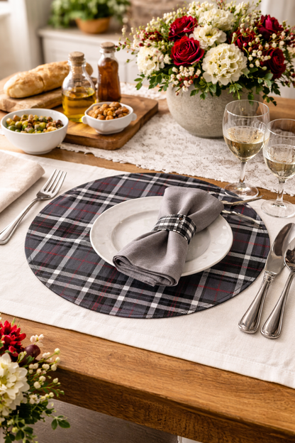 Sottopiatto Tartan Grigio E Nero