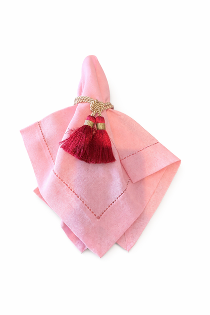 Tovagliolo Rosa Confetto Con Orlo A Giorno