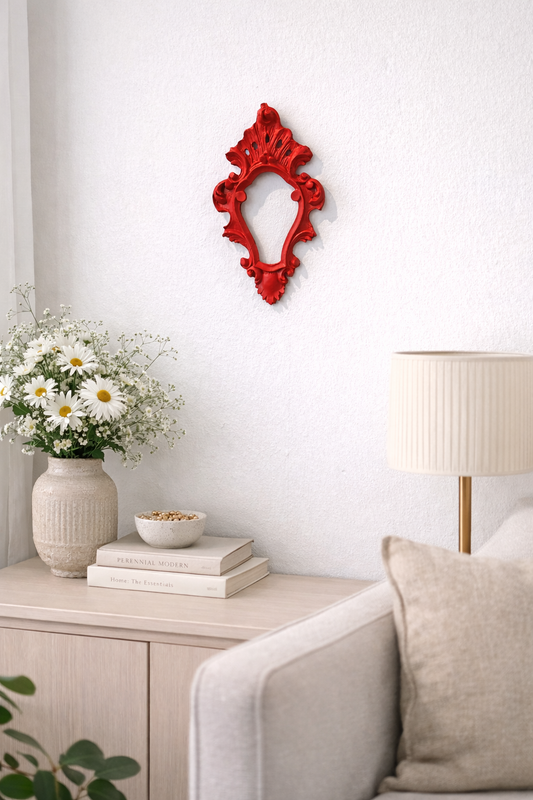 Cornice Con Punta Decorata Arancio Corallo