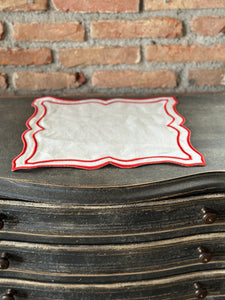 Tovaglietta Lino Ricamata Bianco/ Rosso