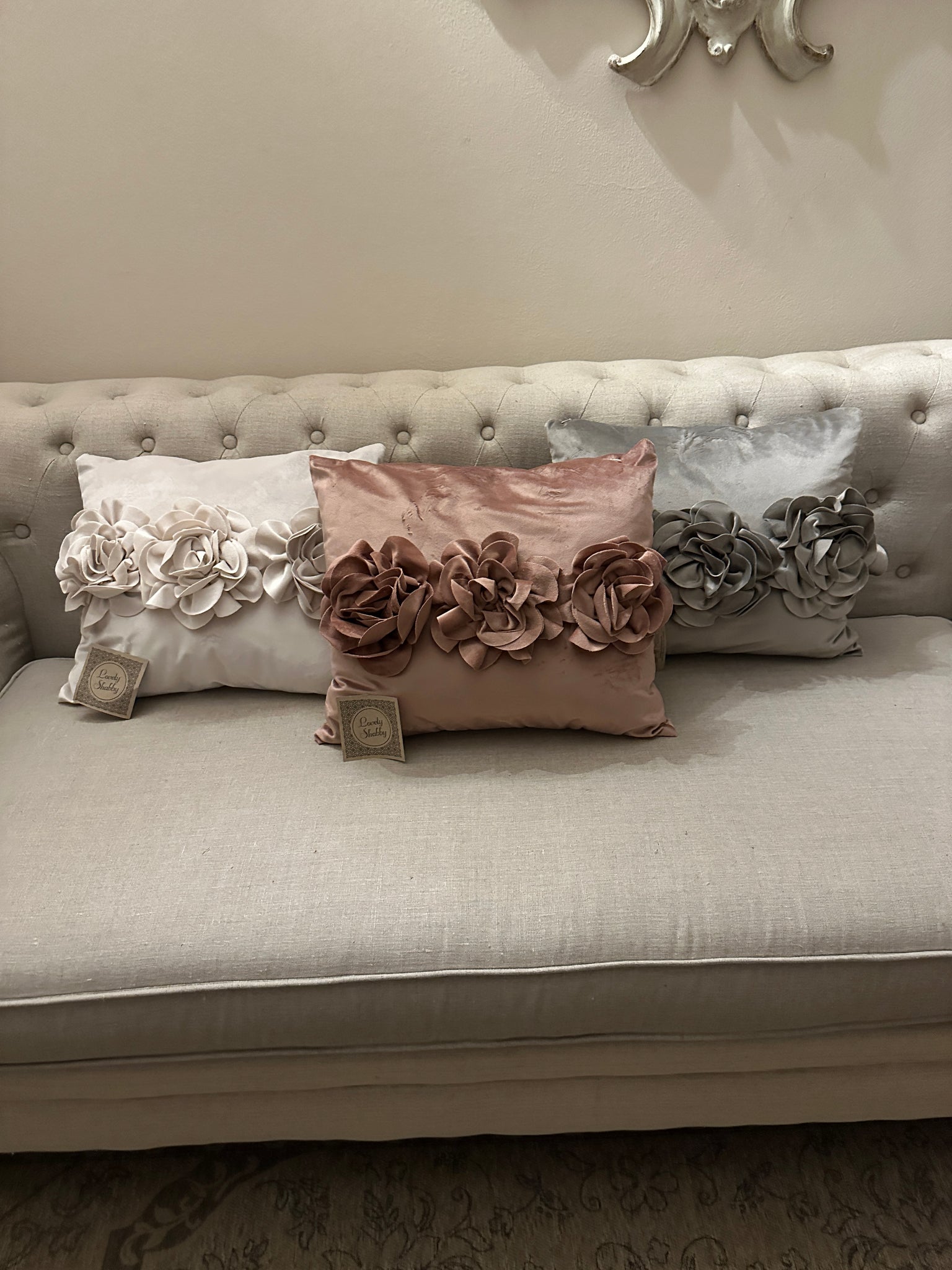 Set di 2 cuscini di velluto rettangolari con volant 30 x 50 cm Rosa  Kalanchoe