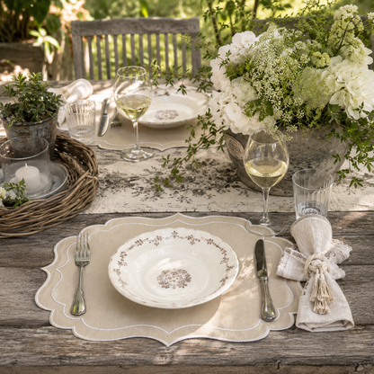 Tovaglietta Rettangolare Idrorepellente Beige/Bianco