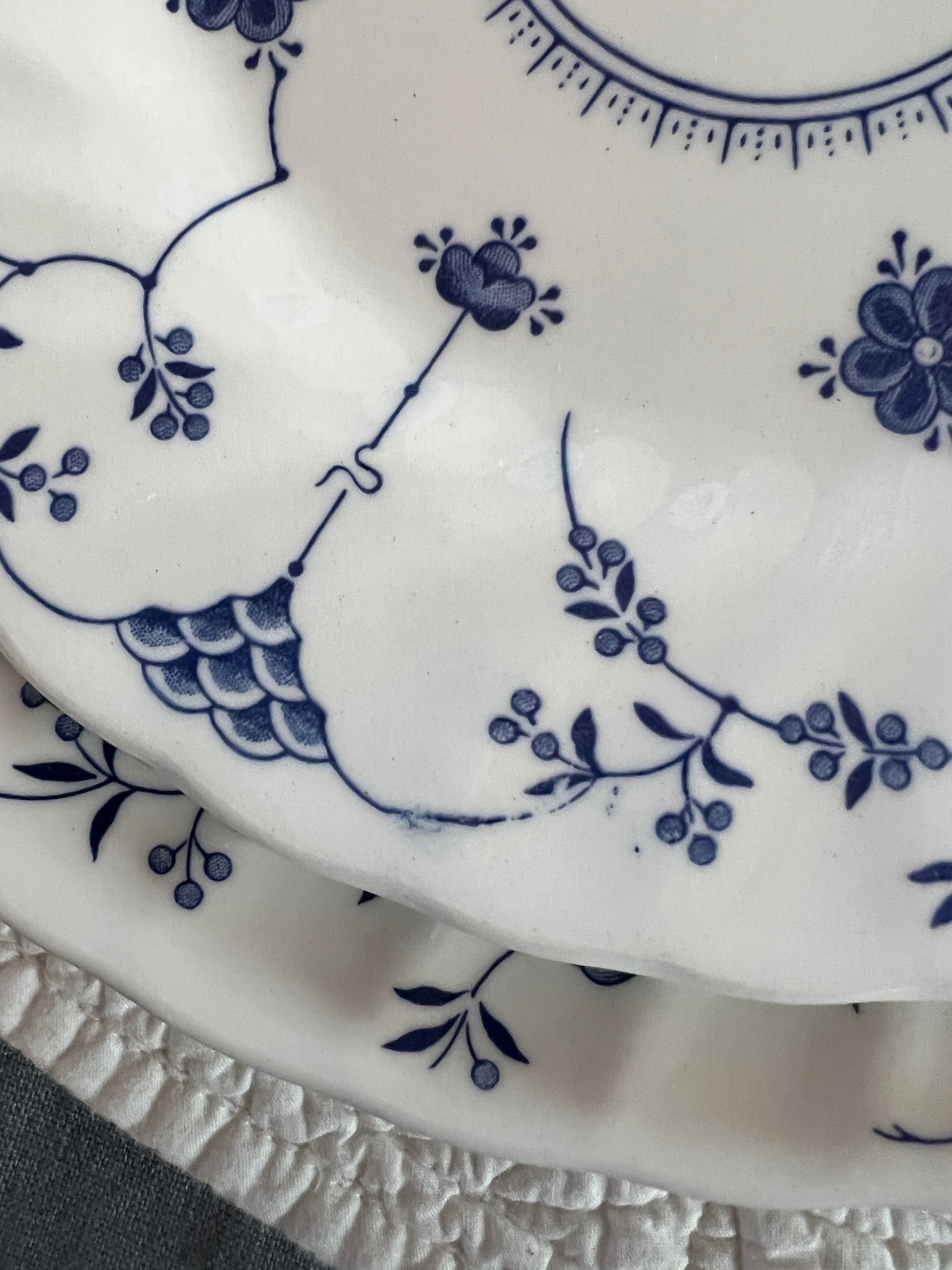 Servizio Piatti Bianco Con Decori Blu – Shabby Barn