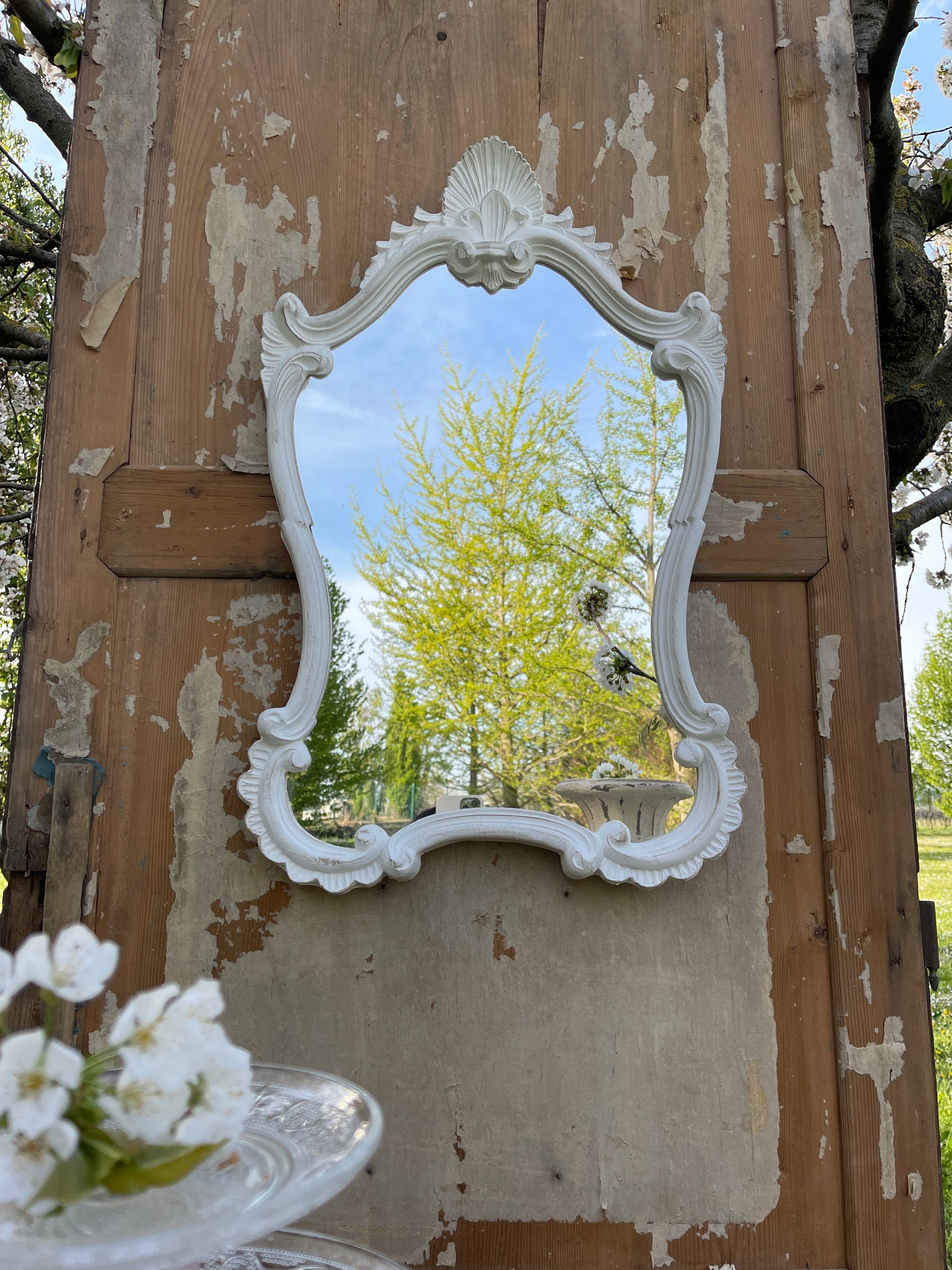 Specchio Grande Con Punta Conchiglia – Shabby Barn