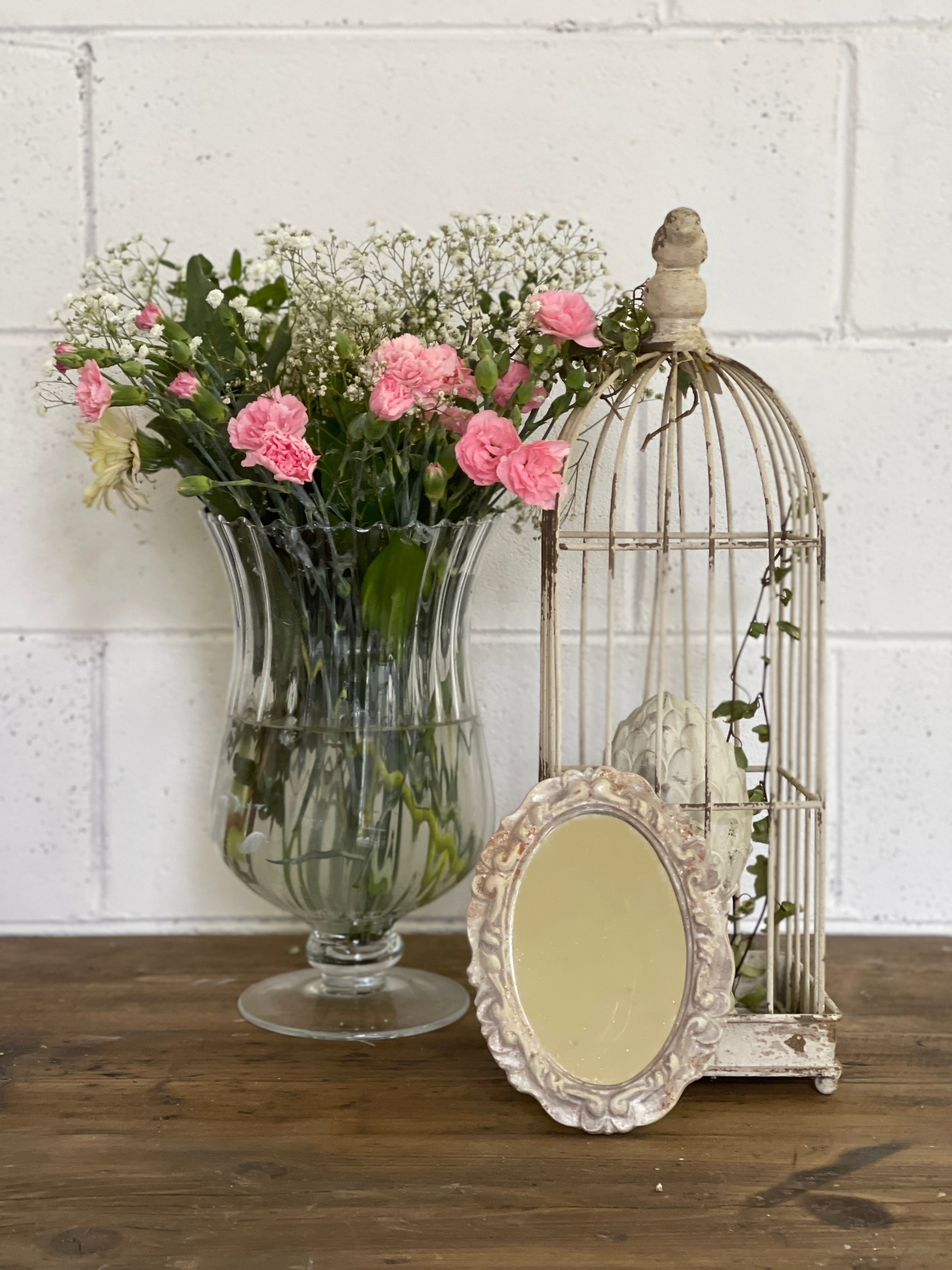 Specchio Ovale Con Decori – Shabby Barn